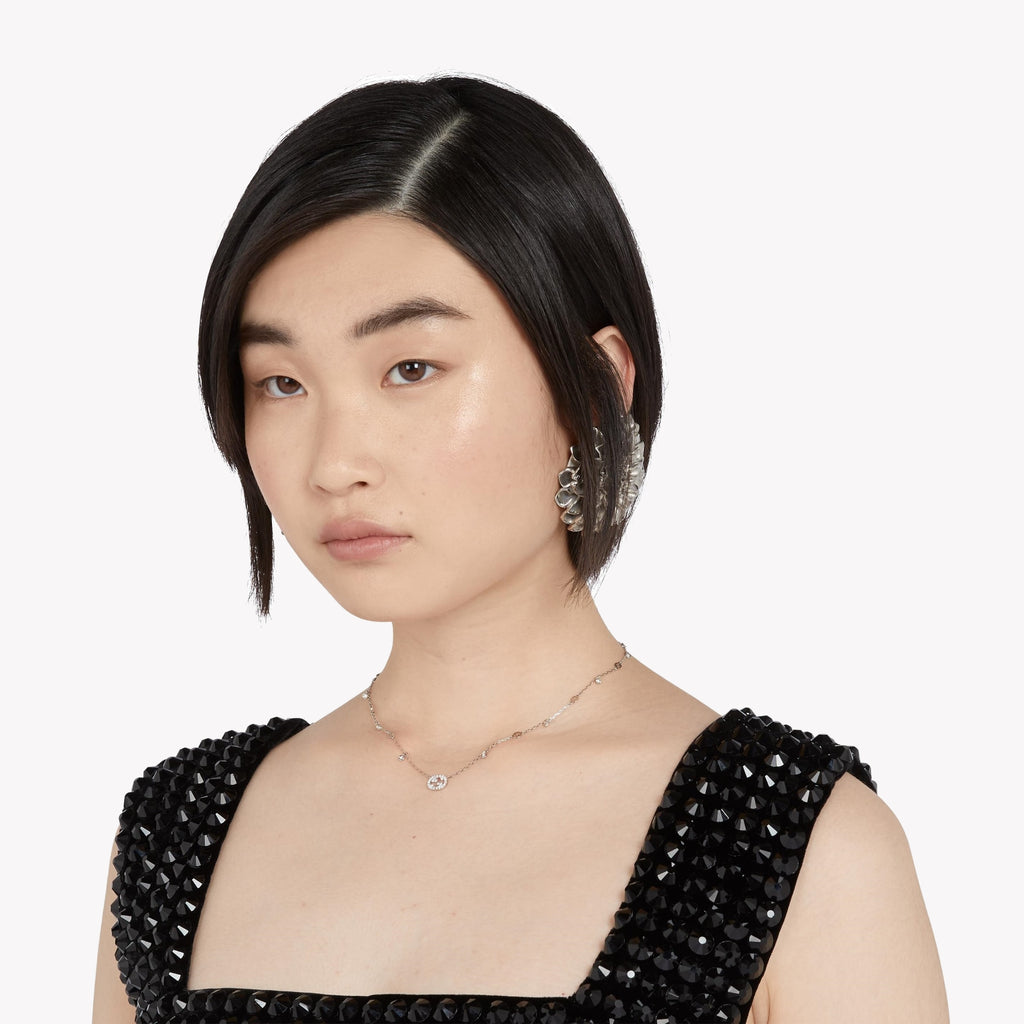 Gucci Interlocking 18ct White Gold 0.27ct Diamond Necklace | YBB729402003