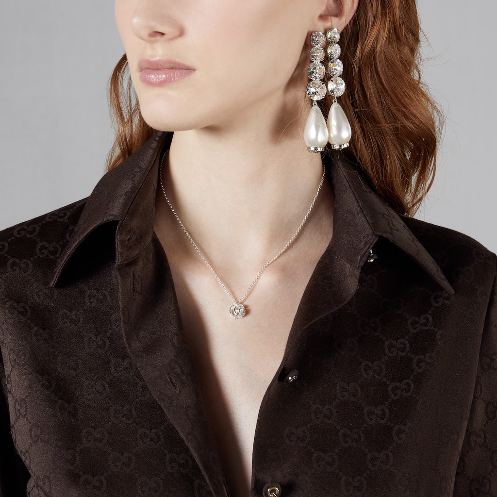 GG Marmont Necklace with Gucci Bar in Rose Gold | YBB770724001