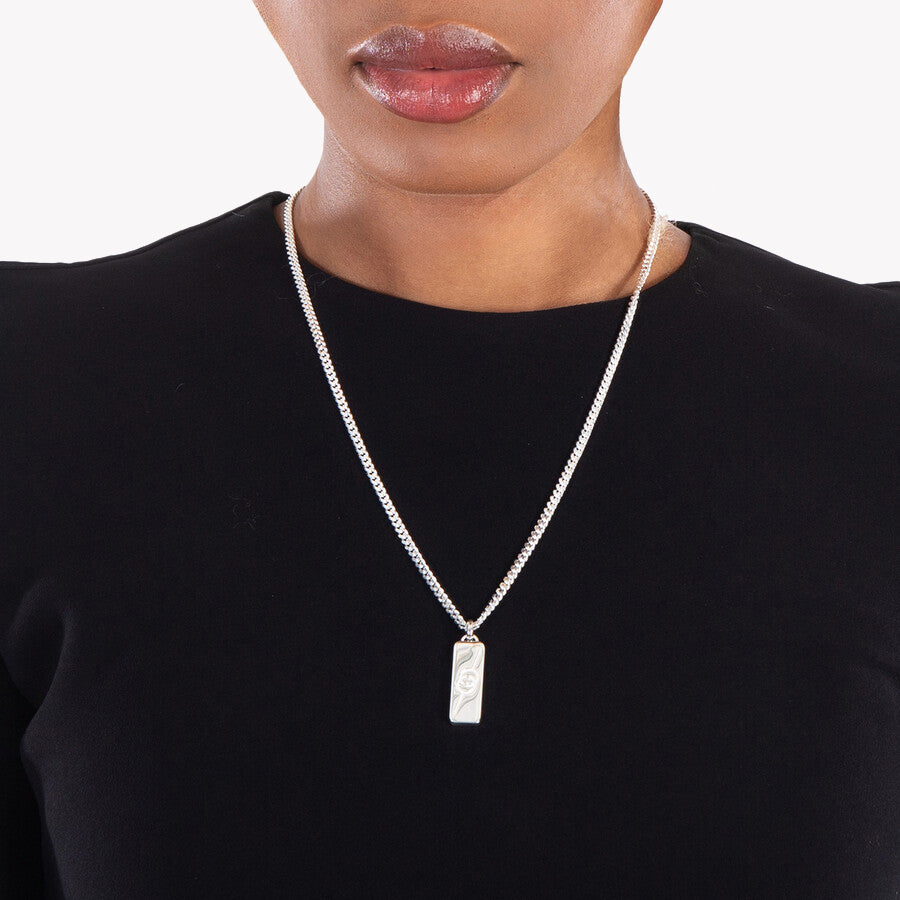 Gucci Sterling Silver Diagonal Interlocking G Necklace | YBB774055001