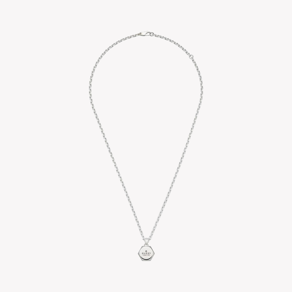 Sterling Silver Necklace with Love Pendant and Gucci Bar in Rose Gold | YBB779175001