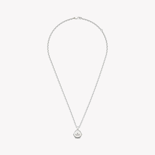 Sterling Silver Necklace with Love Pendant and Gucci Bar in Rose Gold | YBB779175001