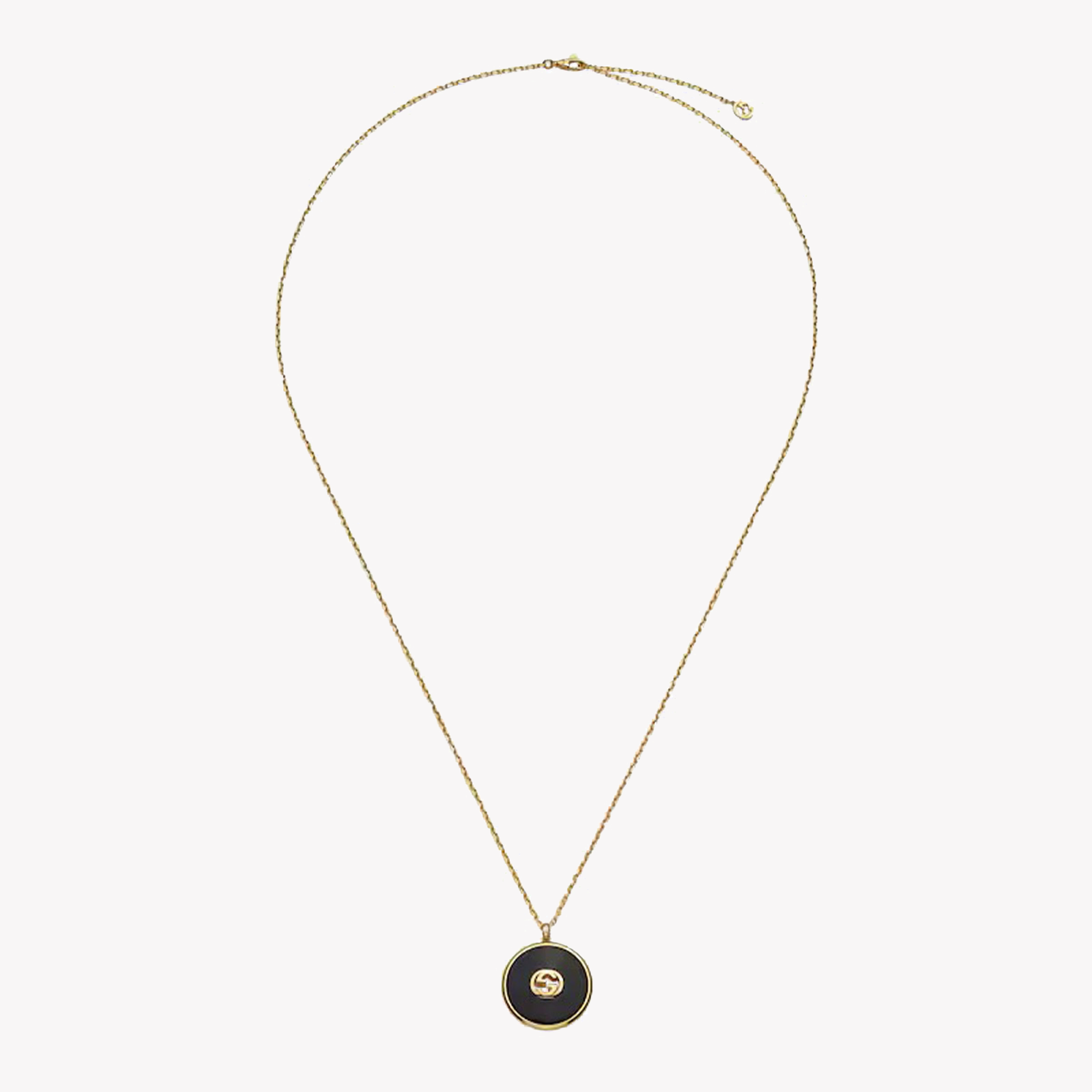 Gucci Interlocking 18K Yellow Gold & Black Onyx Long Chain Necklace | YBB786606001 by i-watch