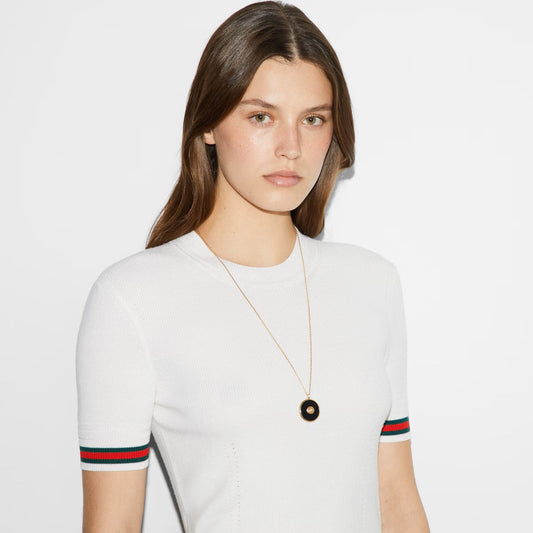 Gucci Interlocking 18K Yellow Gold & Black Onyx Long Chain Necklace | YBB786606001