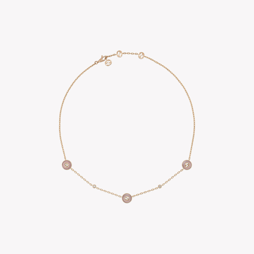 Gucci Interlocking G Rose Gold Diamond & Pink Opal Necklace | YBB831864001 by i-watch