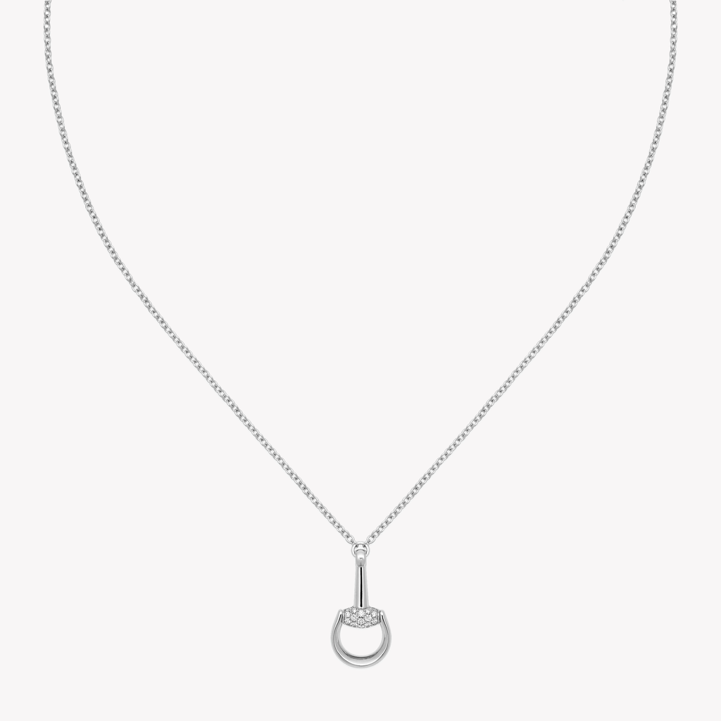 Gucci Horsebit 18ct White Gold Diamond Necklace with Pave 0.195ct | DYBB832321001