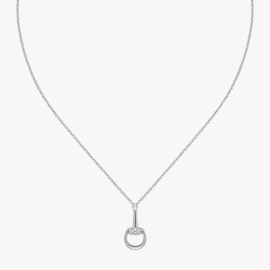 Gucci Horsebit 18ct White Gold Diamond Necklace with Pave 0.195ct | DYBB832321001