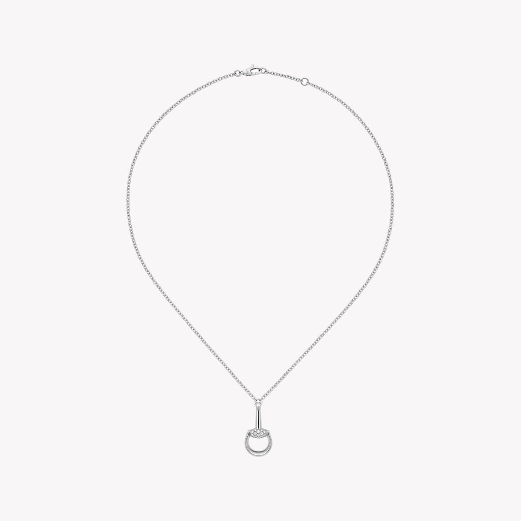 Gucci Horsebit 18ct White Gold Diamond Necklace with Pave 0.195ct | DYBB832321001