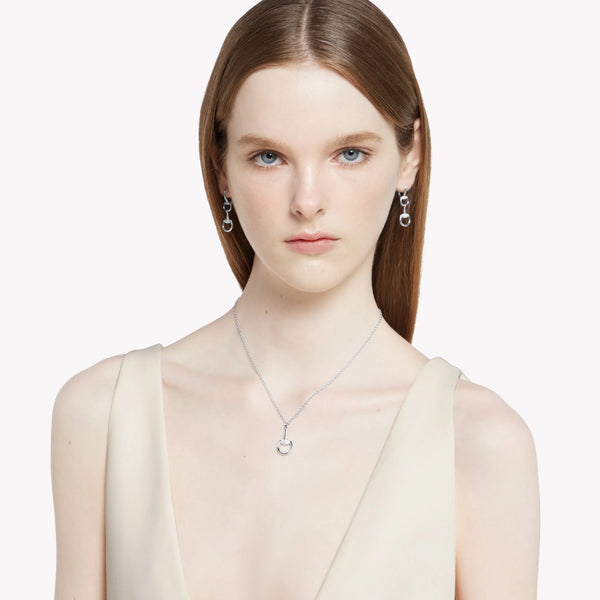 Gucci Horsebit 18ct White Gold Diamond Necklace with Pave 0.195ct | DYBB832321001 by i-watch