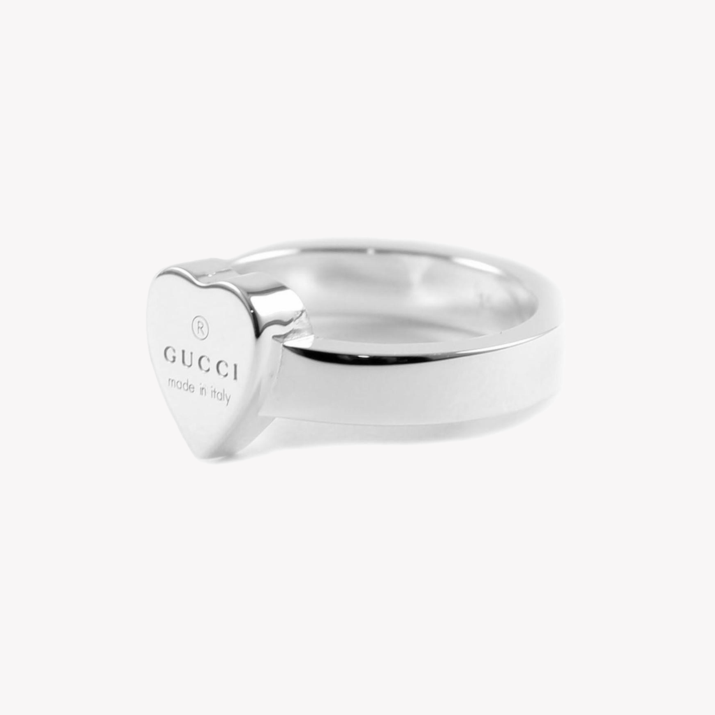 Gucci Sterling Silver Heart Ring with Engraved Design | YBC223867001