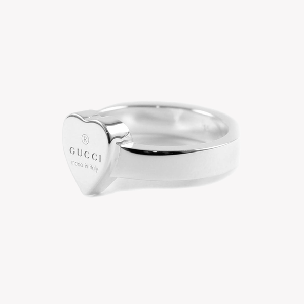 Gucci Sterling Silver Heart Ring with Engraved Design | YBC223867001 by i-watch