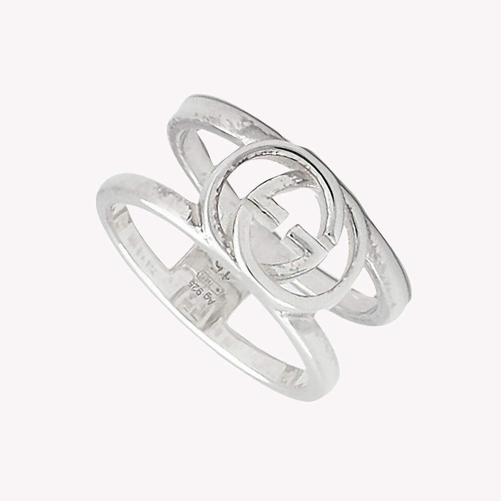 Gucci GG Interlocking Sterling Silver Ring | Size 17 | YBC295716001 by i-watch