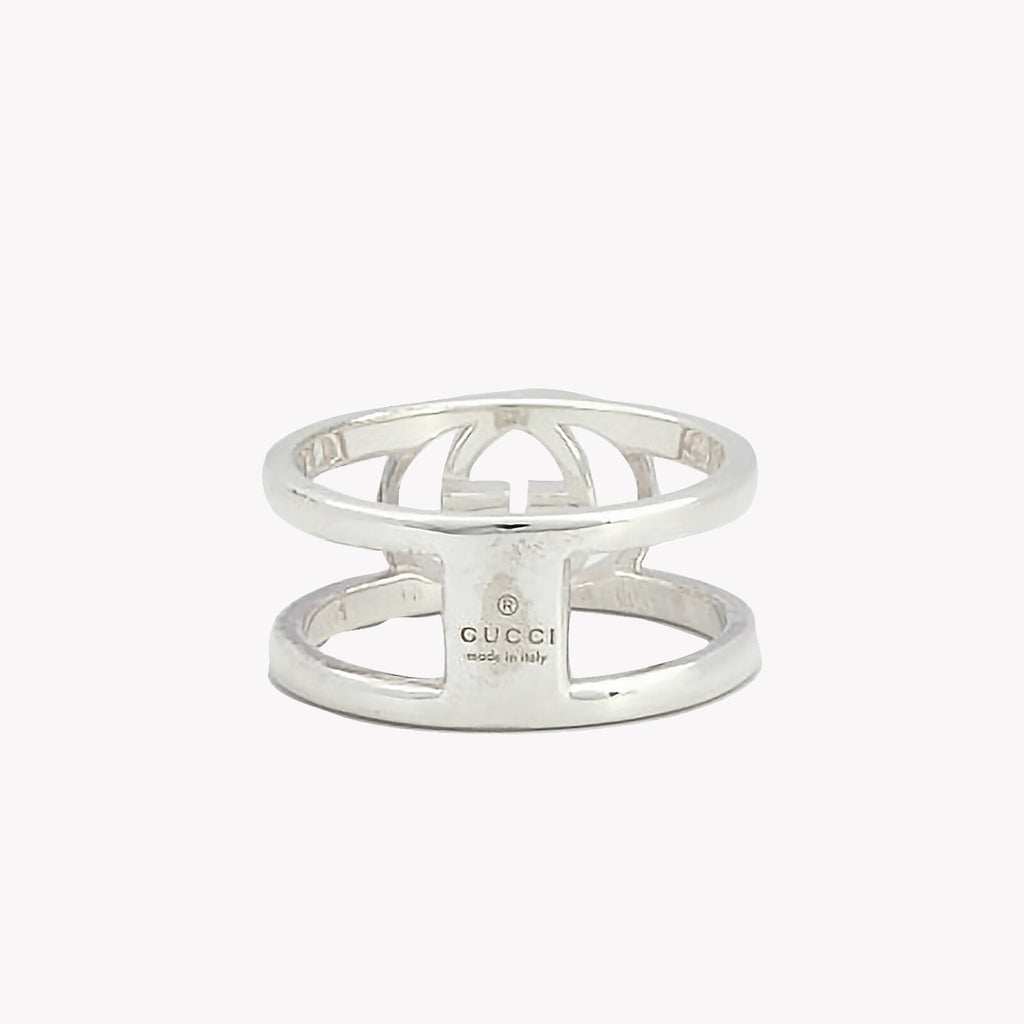 Gucci GG Interlocking Sterling Silver Ring | Size 17 | YBC295716001