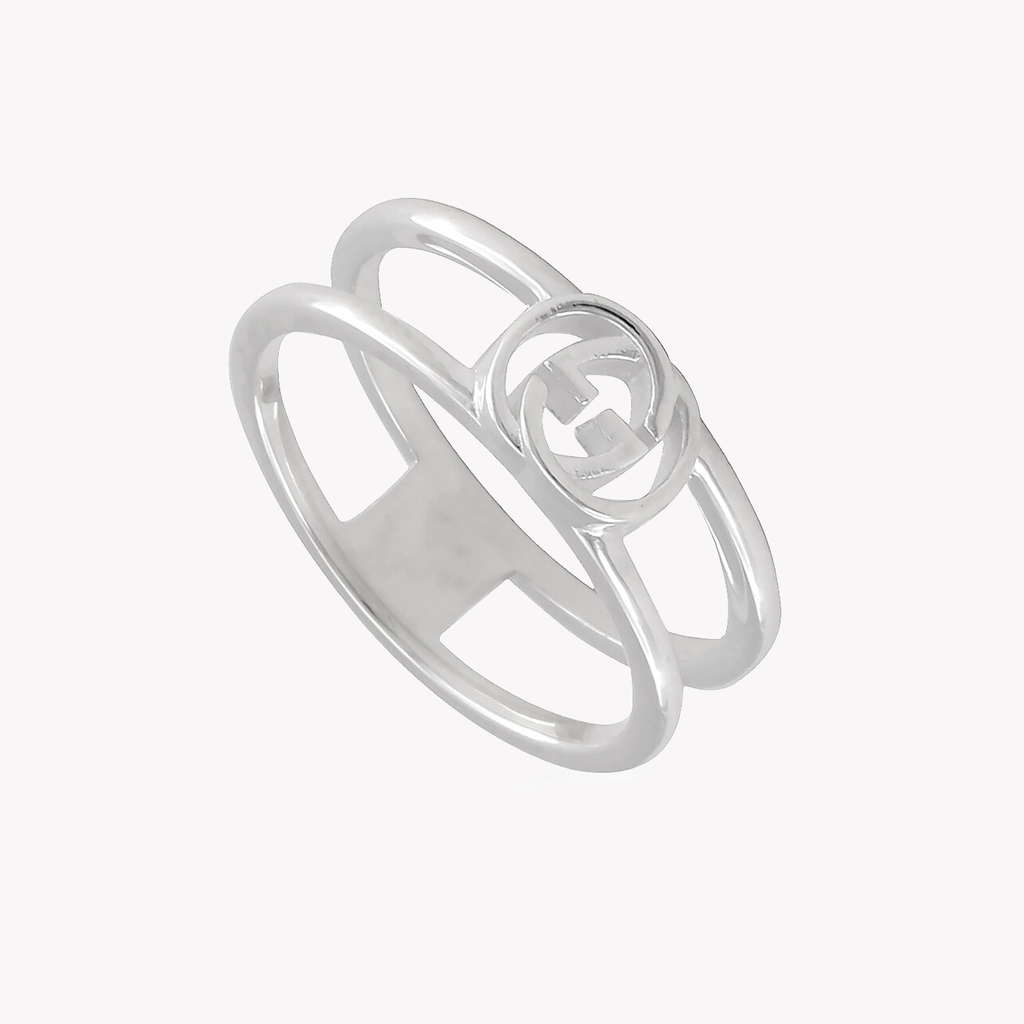 Gucci Ladies Sterling Silver Interlocking G 6mm Ring | YBC298036001