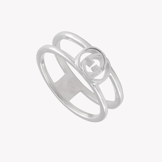 Gucci Ladies Sterling Silver Interlocking G 6mm Ring | YBC298036001