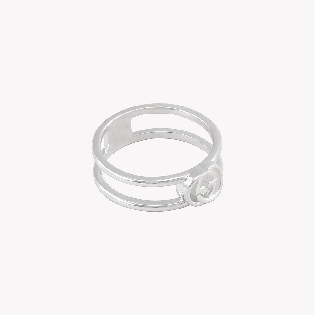 Gucci Ladies Sterling Silver Interlocking G 6mm Ring | YBC298036001