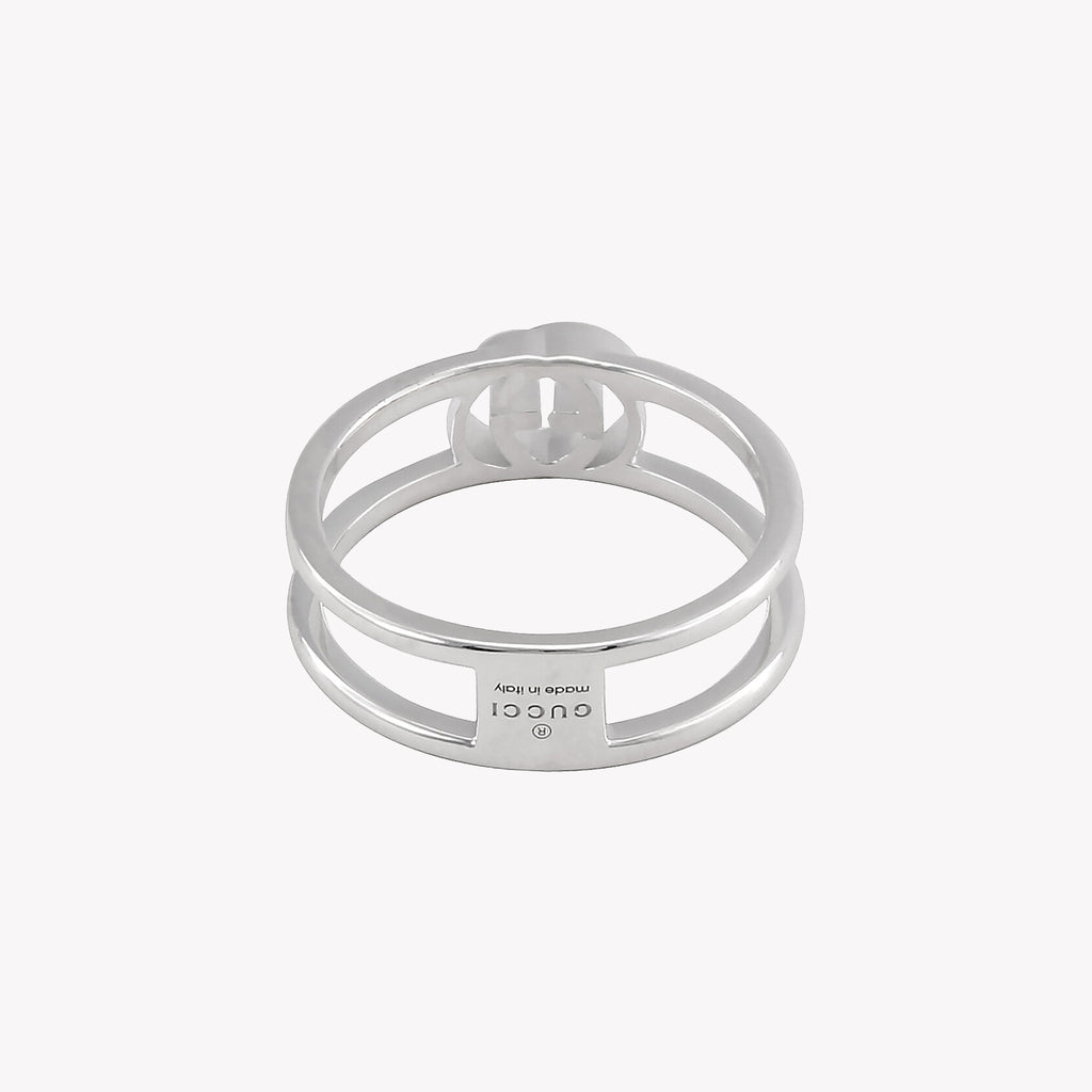 Gucci Ladies Sterling Silver Interlocking G 6mm Ring | YBC298036001