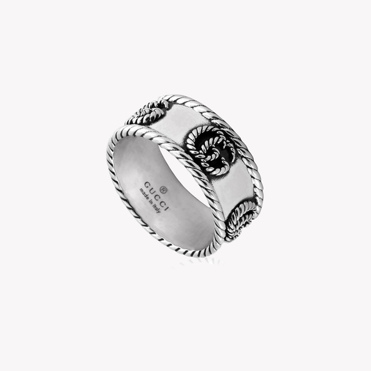 Gucci Rope GG Sterling Silver 9mm Ring | YBC627729001