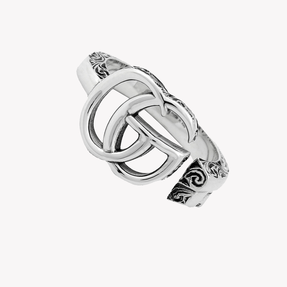 Gucci Aged Silver Double G Marmont Ring | YBC627760001