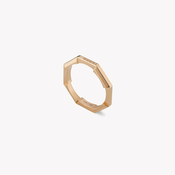 Gucci Link to Love Mirrored Ring in 18kt Rose Gold | Size 17 US YBC662194002