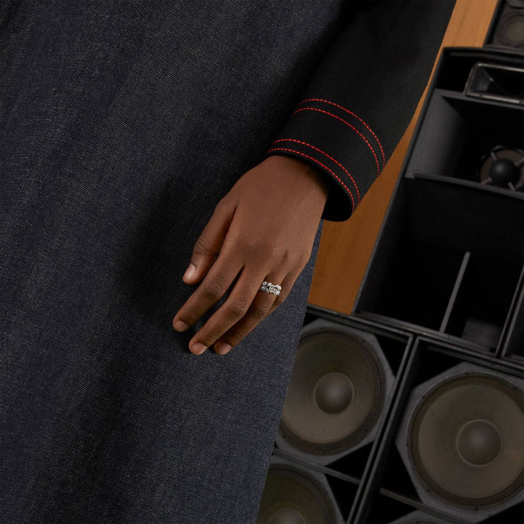 Flora Anello 7.5mm GG Pave WGD & DIA Gucci YBC702376001