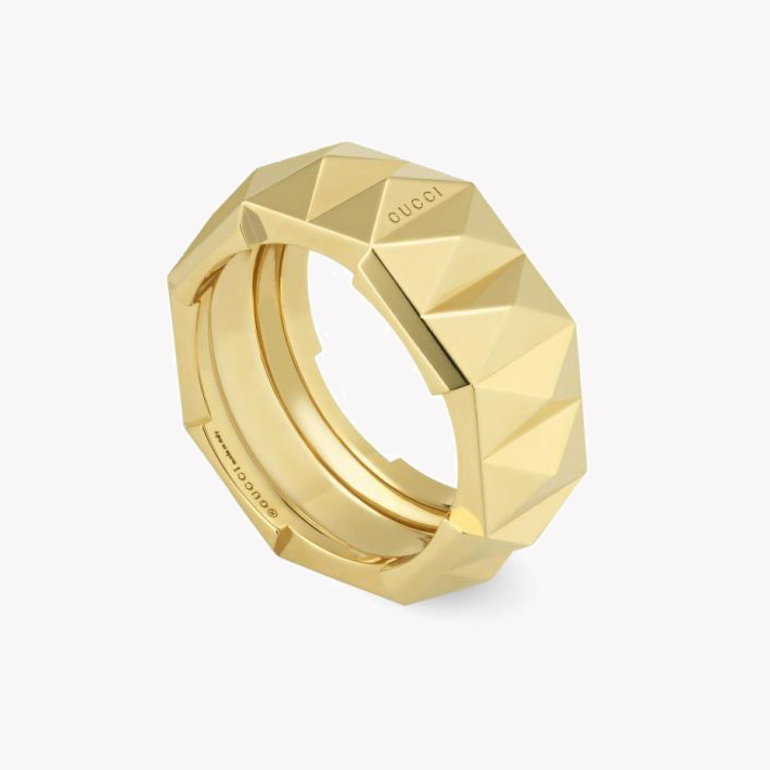 Gucci Link to Love Studded Yellow Gold Ring 9mm | YBC702379001