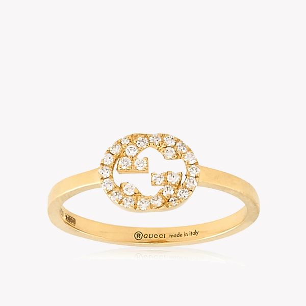 Gucci 18K Yellow Gold Interlocking G Diamond Ring | Size 14 | YBC729412002 by i-watch