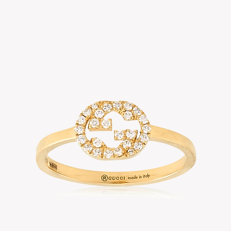 Gucci 18K Yellow Gold Interlocking G Diamond Ring | Size 14 | YBC729412002 by i-watch