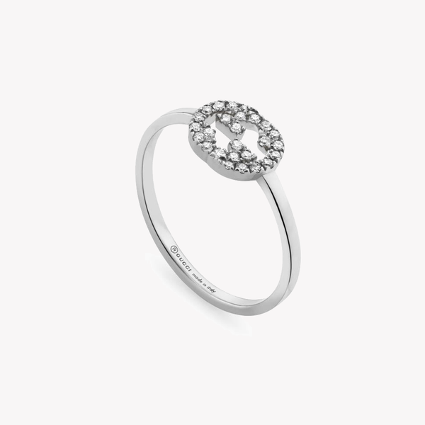 Interlocking G 18ct White Gold Ring with 0.12ct Diamonds | NYBC729412003 by i-watch