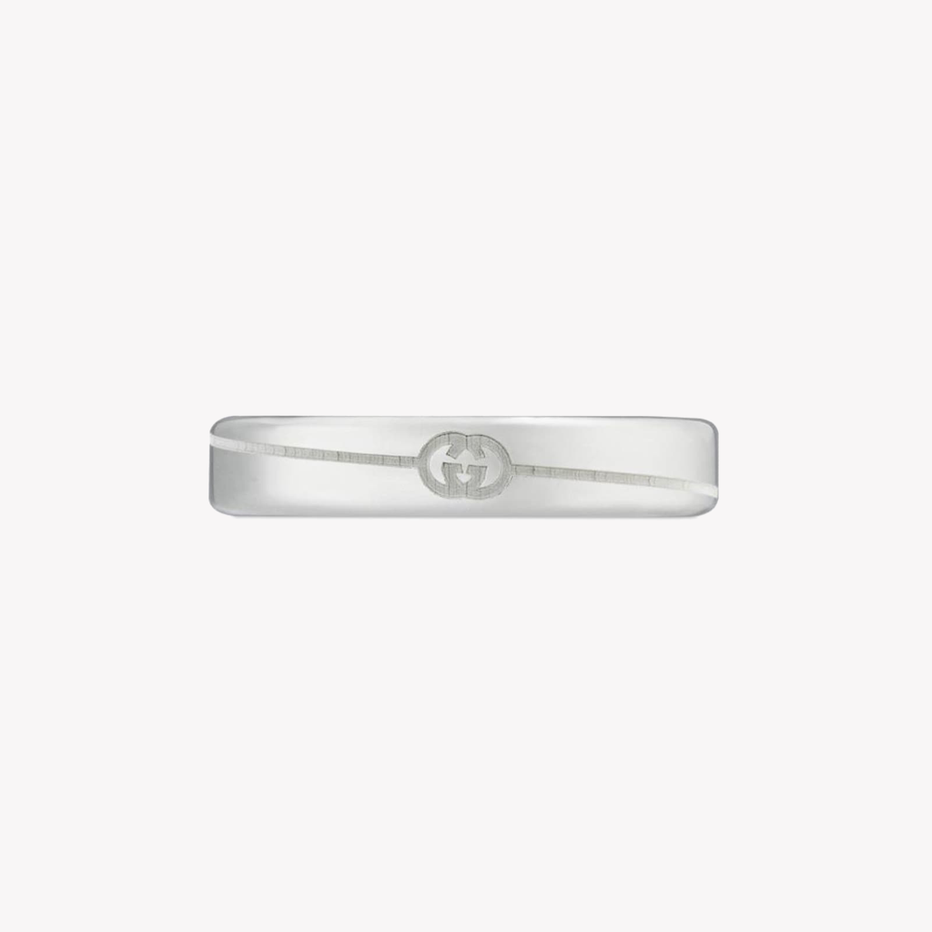 Gucci Tag Sterling Silver Logo Ring 4mm | YBC774049001