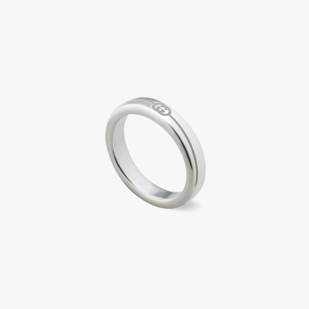 Gucci Tag Sterling Silver Logo Ring 4mm | YBC774049001