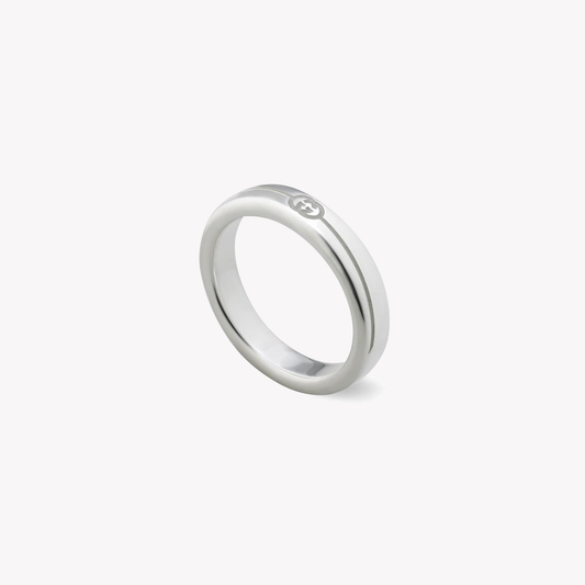 Gucci Tag Sterling Silver Logo Ring 4mm | YBC774049001