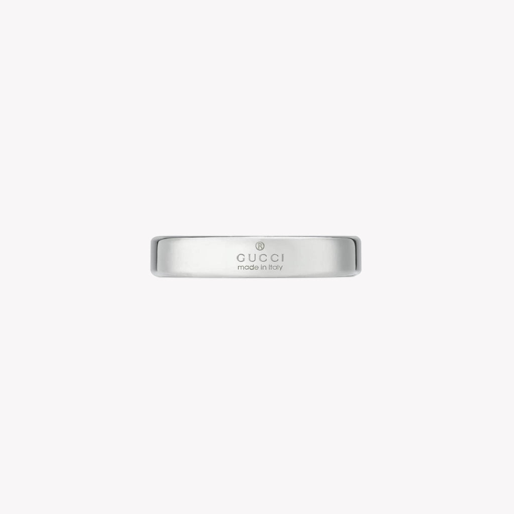 Gucci Tag Sterling Silver Logo Ring 4mm | YBC774049001