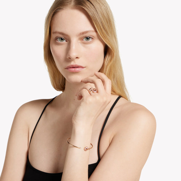 Gucci Interlocking G 18ct Rose Gold Diamond & Pink Opal Spiral Ring | YBC831906001 by i-watch