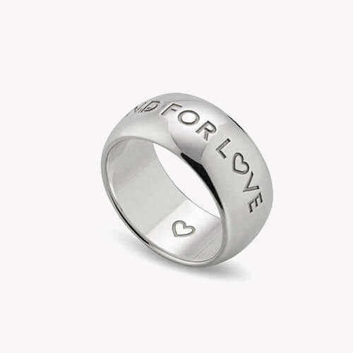 Blind For Love Silver Wide Ring with YBC843583001 | Elegant Silver Stackable Ring