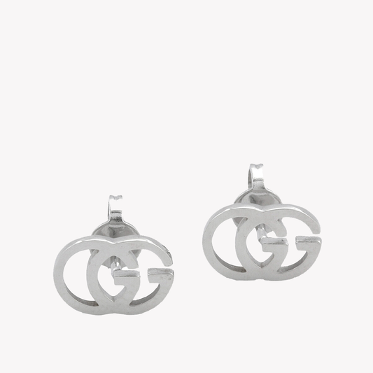 Running G Stud Earrings in 18kt White Gold | YBD094074001