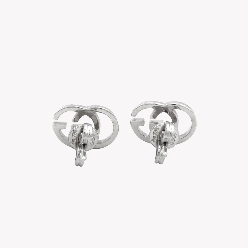 Running G Stud Earrings in 18kt White Gold | YBD094074001