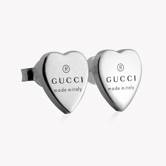 Heart Earrings with Gucci Trademark in Sterling Silver | YBD223990001