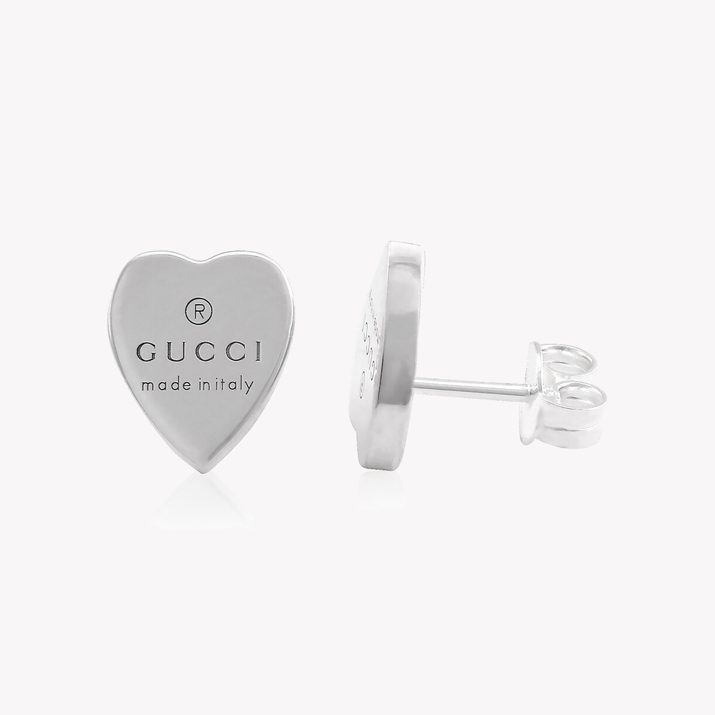 Heart Earrings with Gucci Trademark in Sterling Silver | YBD223990001