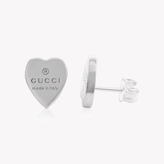 Heart Earrings with Gucci Trademark in Sterling Silver | YBD223990001