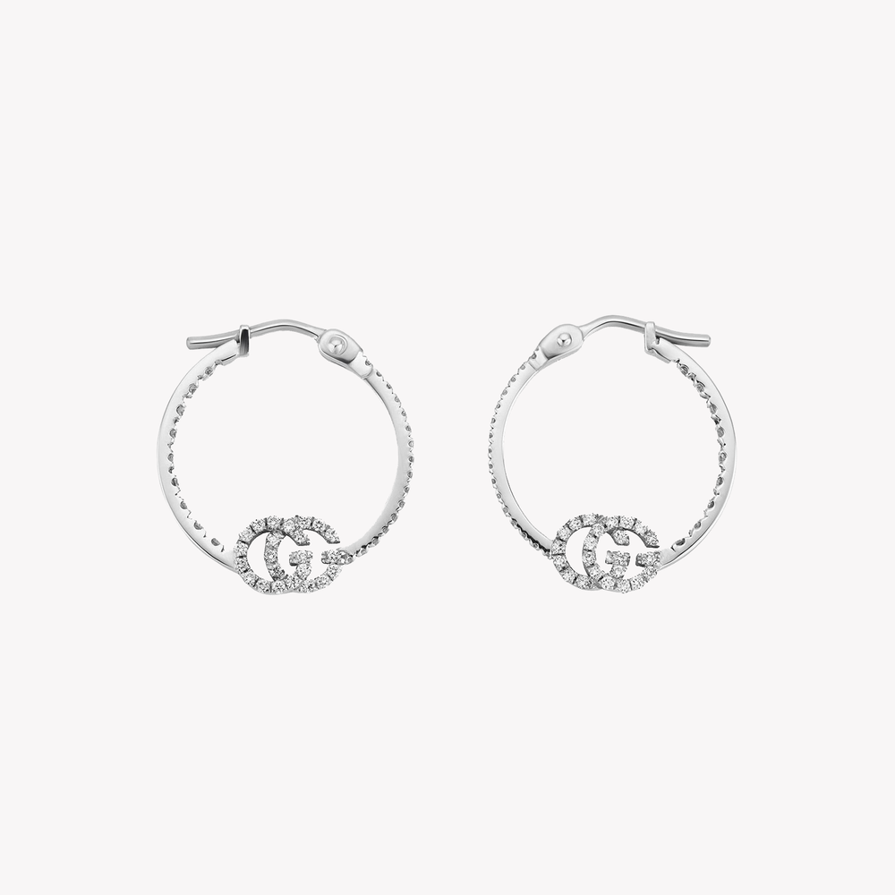 Gucci 18ct White Gold GG Running Hoop Earrings | YBD581982001 by i-watch