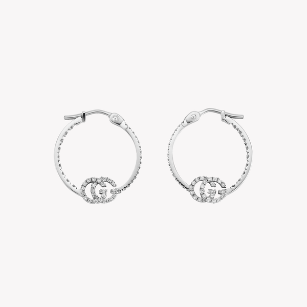 Gucci 18ct White Gold GG Running Hoop Earrings | YBD581982001 by i-watch