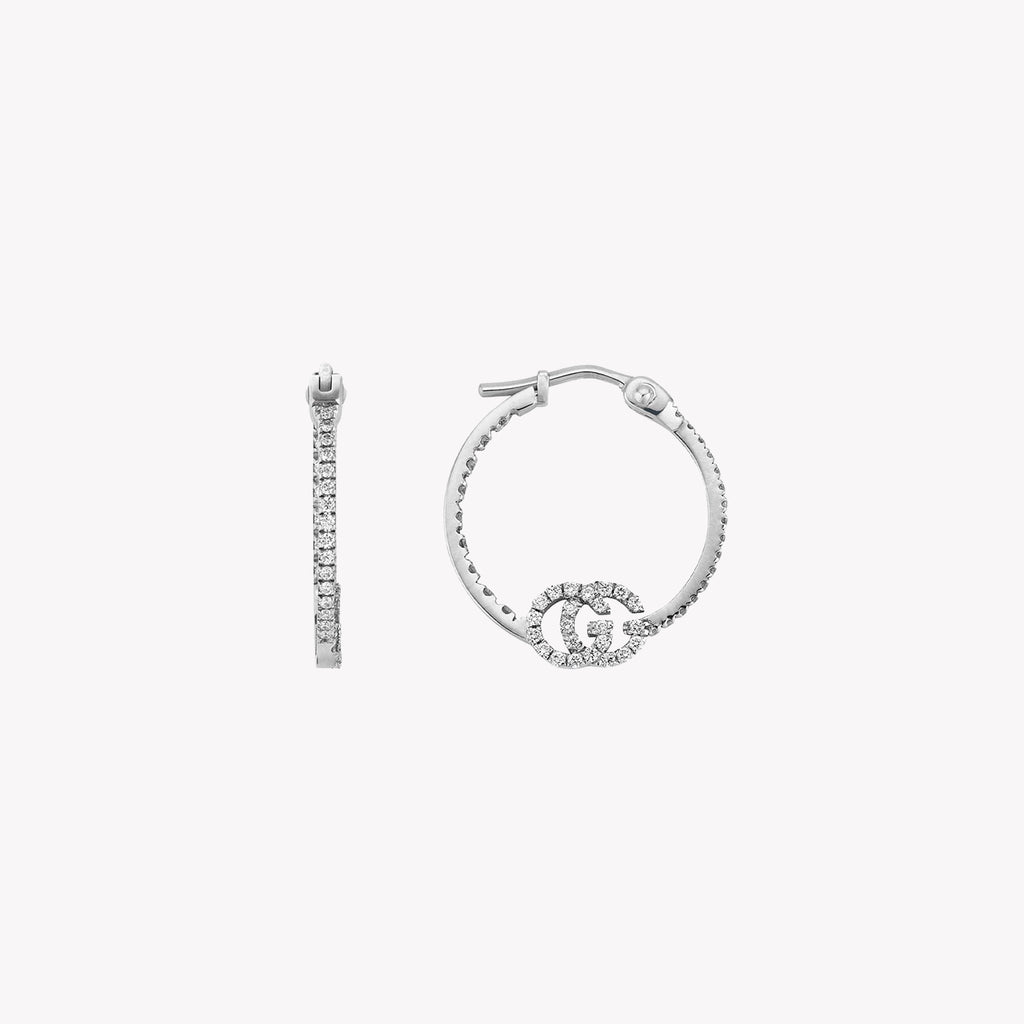 Gucci 18ct White Gold GG Running Hoop Earrings | YBD581982001