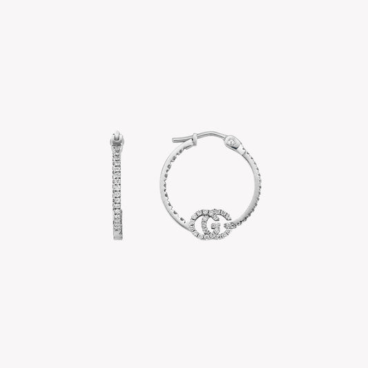 Gucci 18ct White Gold GG Running Hoop Earrings | YBD581982001