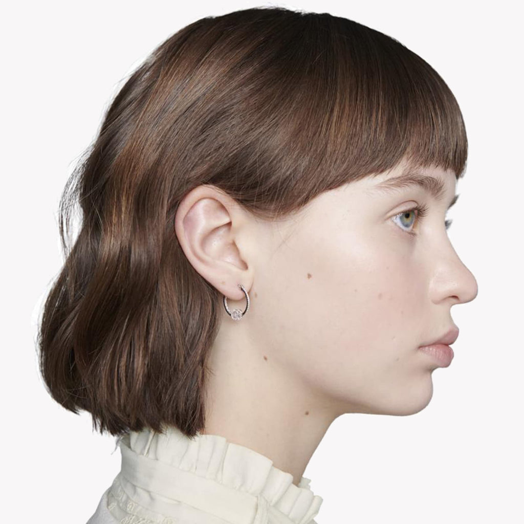 Gucci 18ct White Gold GG Running Hoop Earrings | YBD581982001