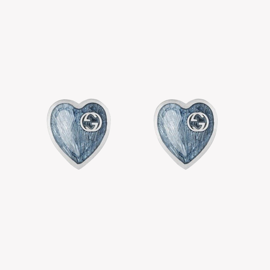 Interlocking G Light Blue Heart Earrings | YBD645547002
