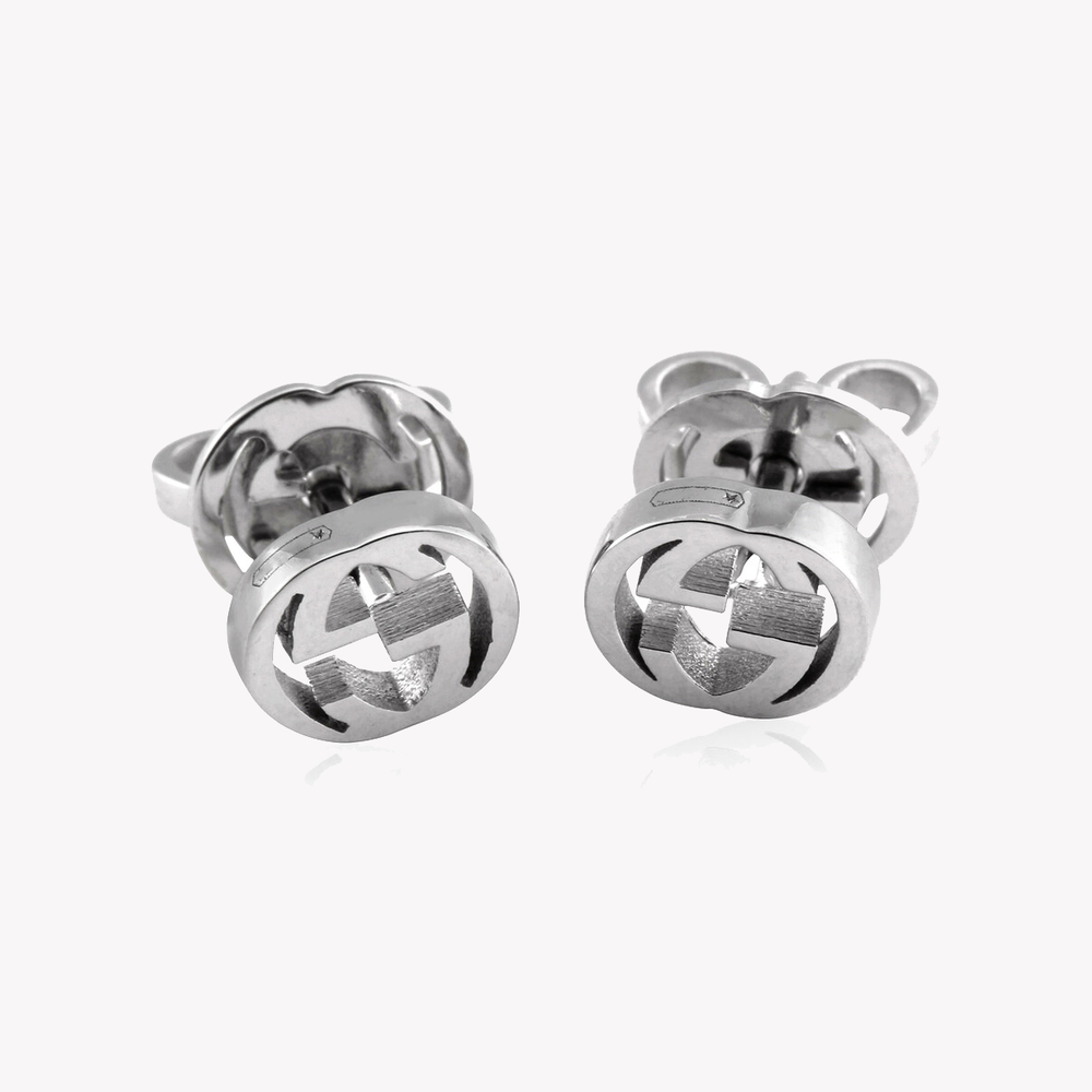 Interlocking G 18ct White Gold Stud Earrings | YBD662111002 by i-watch