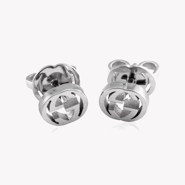 Interlocking G 18ct White Gold Stud Earrings | YBD662111002 by i-watch
