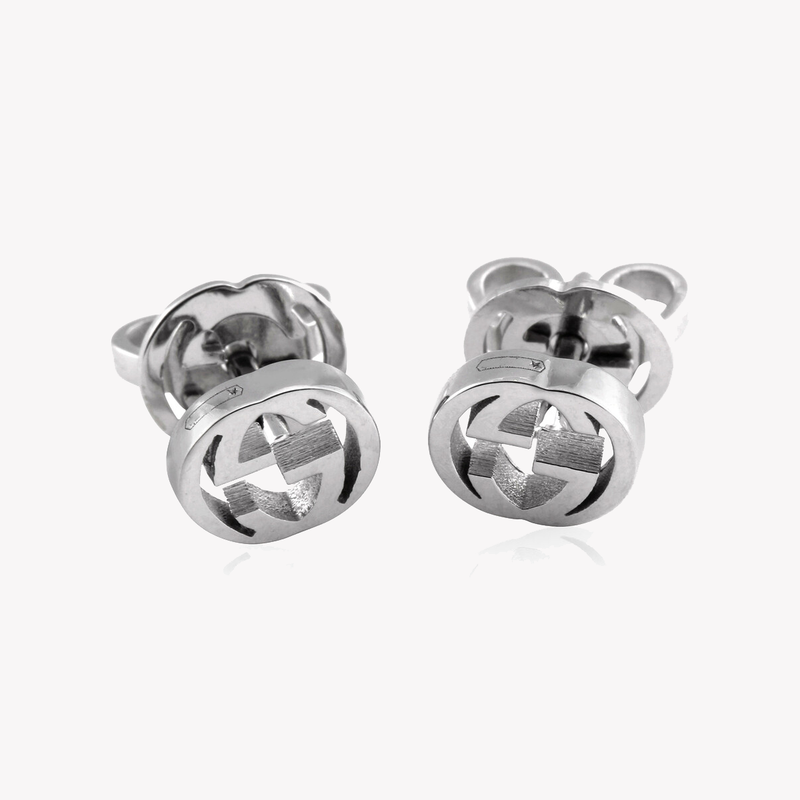 Interlocking G 18ct White Gold Stud Earrings | YBD662111002 by i-watch