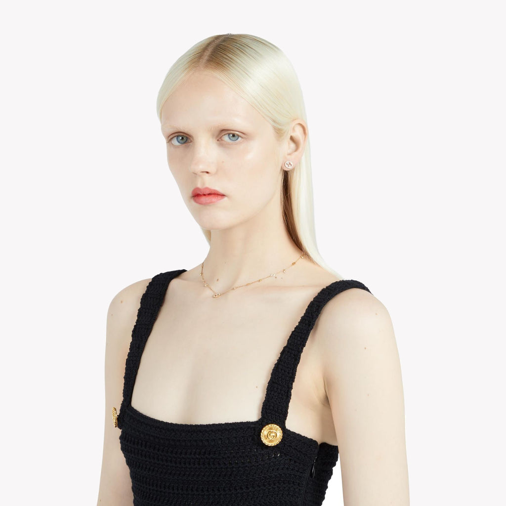 Interlocking G 18K Yellow Gold Diamond Stud Earrings 0.38Ct | YBD729408002