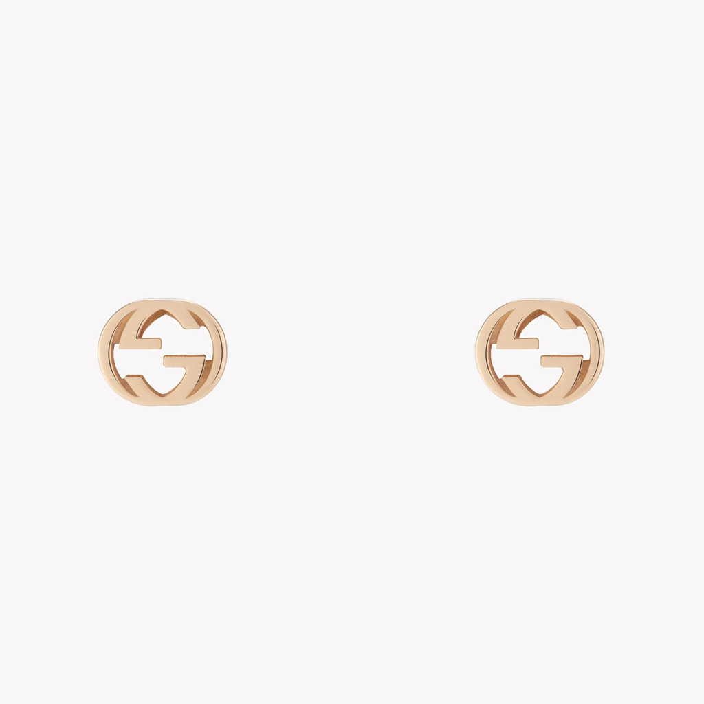 Gucci Interlocking 18K Rose Gold Stud Earrings | YBD748543001